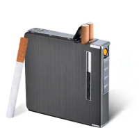 Portable USB Lighter Cigarette Case 20pcs Capacity Cigarette Holder Box Rechargeable Windproof Cigarette Lighter Smoking Tool
