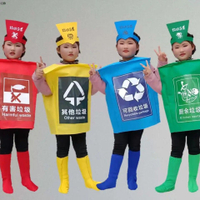 免運 可開發票 兒童環保時裝秀垃圾桶創意手工衣服走秀服幼兒親子服裝垃圾分類裝