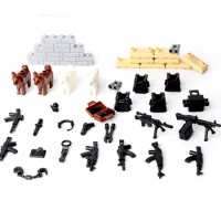 Locking Blocks Military MOC Weapon Bag with Guns Dogs Building Blocks Toys For Children Assemble Block Parts Army SWAT
