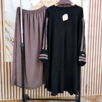 Setelan Tunik Rok Free Hijab One Set 3in Abaya Turkey Turki Crinkle Gamis Muslim Wanita Dewasa Remaj