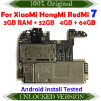 TDHHX Full Working For XiaoMi RedMi 7 Motherboard 100% Unlocked Original 32GB 64GB For HongMi 7 RedMi 7 Logic Board Mainboard