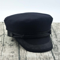 韓國版帽子男女秋冬季平頂軍帽船長海軍帽英倫復古風封口有大小碼1入