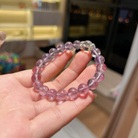 Vòng Tay Chuỗi Thạch Anh Tím Bolivia Amethyst, Trắng Clear Quartz Tự Nhiên - Sammy Gemstone