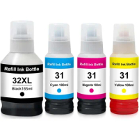 Compatible 31 32XL Ink Bottle Replacement for HP 31 32 Ink forHP Smart Tank Plus 551 555 651, HP Smart Tank 7301 7602 7001 6001