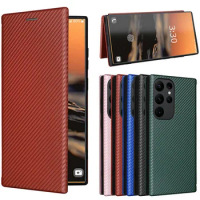 Flip Case For Samsung Galaxy S24 Ultra 5G Fiber Leather Card Magnetic Book Funda For Galaxy S24 Plus Case S24 S 24 Luxury Cover