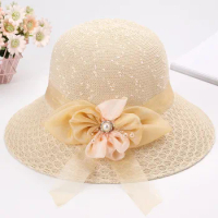 Women Bucket Hat UV Protection Foldable Wide Brim Straw Sunshade Hat Sun Visor Cap Beach Cap Casual Summer Panama Hat