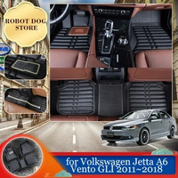Car Leather Floor Mat for Volkswagen VW Jetta A6 Vento GLI 2011~2018 Foot Interior Liner Waterproof Carpet Pad Custom Accessorie