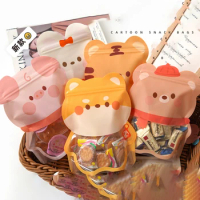 5PCS Animals Birthday Gift Bags Cute Tiger Pig Candy Packaging Zipper Bags For Biscuits Baking Package Christmas Party Supplies