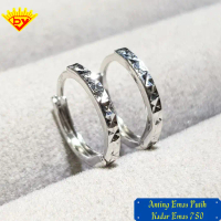 Anting Jepit Emas Putih Permata Zirconia Baru Kadar Emas 750