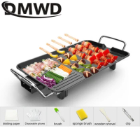 DMWD Household Electric Ovens Smokeless Nonstick Barbecue Machine Electric Hotplate BBQ Tools Teppanyaki Grilled Meat Pan 220V