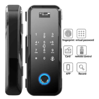 Smart Home Fingerprint Glass Door Lock Security Biometric Keyless Electric Lock Easy Install Code/Card/Remote Control Unloc
