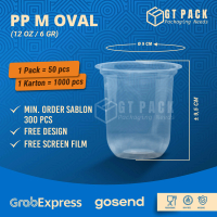 Sablon Cup Plastik PP Oval 12 Oz | 6 / 8 gram