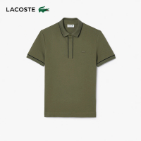 【LACOSTE】男裝-撞色滾邊短袖Polo衫(坦克綠)
