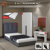 SKL Furniture <4 IN 1> Study Room set / Single Bedroom Set With Study Table / Set Bilik Tidur/Almari