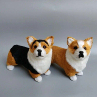 Mainan Mewah Anjing Simulasi, Realistik, Boneka Mainan Corgi Wales Sumbat, Reka Bentuk Haiwan, Sesua