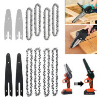 4/6/8 Inch/Set Electric Chain Saw Guide Replacement Mini Steel Chainsaw Chains Set Portable Electric Saw Parts Power Tools Blade