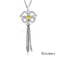 GIUMKA黃色半寶石幸運草永恆項鍊 精鍍正白K