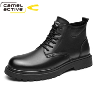 Camel Active Autumn Winter Fashion Ankle Boots Comfortable Warm Work Boots Men Leather Boots Outdoor Motorcycle Boots Size 38-44