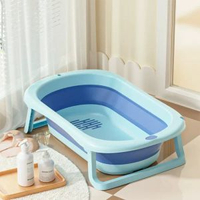 Babyhood 嬰兒浴盆 可摺疊 初生BB沖涼盆 便攜 家用 安全沐浴- 青玉藍 均碼