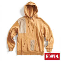 EDWIN 再生系列 CORE 拼布寬版連帽長袖T恤-男-土黃色
