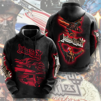 2025 เสื้อฮู้ดพิมพ์ 3D ใหม่ของวงดนตรีร็อค Judas Priest สำหรับผู้ชายและผู้หญิง แฟชั่นแขนยาว เสื้อฮู้ด