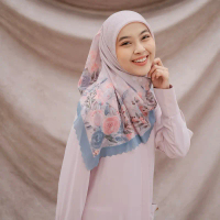 Haifara - Layka Series Hijab Segi Empat Motif Printing Kerudung Voal Wanita Muslim Square Bunga Cant