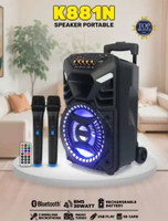 ADVANCE Speaker Bluetooth 8 inch Karaoke Portable K881N / K-881N Free 2 Mic Wireless