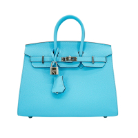 Hermes 愛馬仕 Birkin 25 Epsom牛皮銀釦手提包(B刻/7N糖果藍)