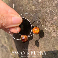 6MM Natural Rare South Africa Pietersite Hoop Earrings Earring For Women Vintage Gift Fine Jewelry