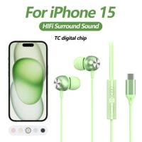 For iPhone 15 Pro Max USB Type C 3.5mm in-ear HiFi Music Wired Headphones For Samsung Galaxy S24 23 22 21 Ultra Xiaomi Earphone