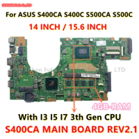 S400CA MAIN BOARD REV2.1 For ASUS S400CA S400C S500CA S500C Laptop Motherboard i3-3217U i5-3317U i7-3517U CPU 4GB-RAM SLJ8E HM76
