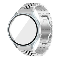 Case+No Gaps Strap for Samsung Galaxy Watch 4 44mm 40mm Protector Stainless Steel Bracelet Galaxy Watch 4 Classic 44mm 46mm