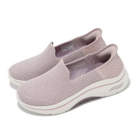 SKECHERS 休閒鞋 Go Walk Arch Fit 2.0 Slip-Ins 女鞋 寬楦 紫白 套入式 懶人鞋(125315-WMVE)