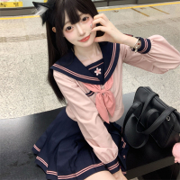【粉黛】原創水手服jk制服正版日系學院風秋冬基礎款女中間服套裝-創美