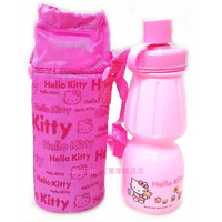 asdfkitty*特價 KITTY粉紅色直飲水壺+束口水壺套/水壺背袋/寶特瓶 水壺袋-韓國正版商品