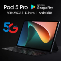 Global Firmware 11 Inch Pad 5 Pro Android Tablet Ten Core 8GB RAM 256GB ROM GPS Wifi Dual 4G/5G Network Tablets Android 10