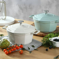 Octagonal Design Enamel Pot Cookware Household Multi-function Stew Pots Micro Pressure Lock Water Casseroles Cast Iron Pots