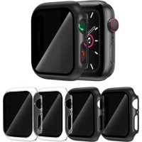 Privacy Glass+Case For Apple Watch 45mm 41mm 44mm 40mm Tempered Anti-Peeping Screen Protector For iWatch series 9 8 7 6 5 SE 4 3