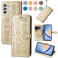 Flip Cover Phone Case For Samsung Galaxy A34 A30 A24 A23 A20 A13 A80 A03 A01 Core F14 Animal Pattern Wallet Card Holder Cover