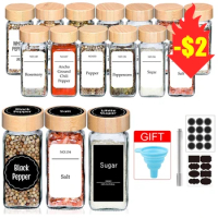 Glass Spice Jar with Bamboo Lids Salt and Pepper Shakers Seasoning Jars Spice Organizer 120ml Kitchen Spice Jars Set 5/9/13Pcs