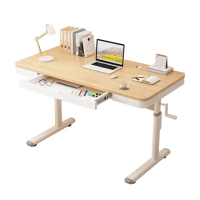 【耐家旗艦店】實木手搖升降電腦桌-120x60x63cm(高度61-88CM可調/兒童書桌/成長桌/遊戲桌/書桌/預售15天)