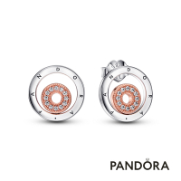 【Pandora官方直營】Pandora Signature Logo 雙色圓環針式耳環
