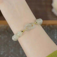 For Girls Vintage Hand Jewerly Friends Beaded Hand Rope Imitation Hetian Jade Korean Bangles Wristbands Women Chinese Bracelets