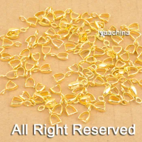 100PCS Wholesale Yellow Gold Filled Jewelry Findings Bail Connector Bale Pinch Bail Pendant Linker