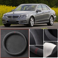 Alcantara Anti-Slip Black Suede Leather Car Universal Steering Wheel Cover For Mercedes-Benz E200 Car Accessories
