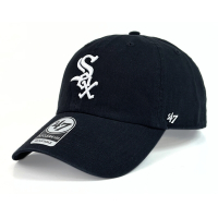 47 Brand CLEAN UP 芝加哥白襪鴨舌帽 黑色 經典MLB棒球帽 男女 水洗款老帽 軟頂剌繡SOX帽 大標白LOGO