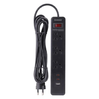 TOSHINO รางปลั๊ก 3ช่อง+2TypeC+1USB 3.4A 1สวิตช์ 3ม. สีดำ รุ่น XY-33USBC