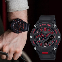 CASIO 卡西歐 G-SHOCK 火焰紅黑雙顯手錶 送禮推薦 GA-2200BNR-1A