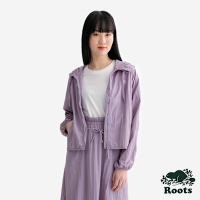 Roots女裝- ATHLEISURE 平織連帽夾克-淡紫灰色
