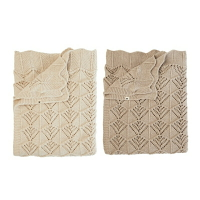 丹麥BIBS Knitted Blanket Wavy 針織棉毯(70x100cm)-象牙白/香草★愛兒麗婦幼用品★